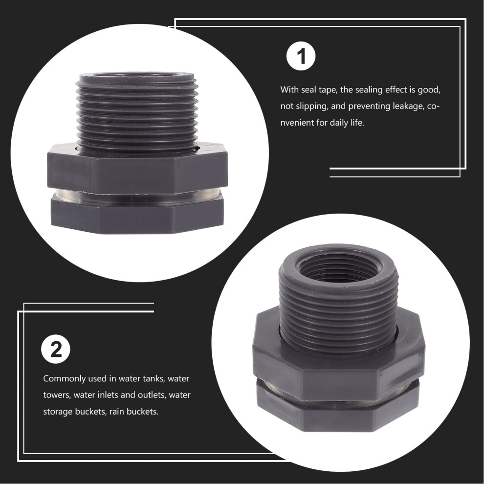 2Pcs Pvc Bulkhead Fitting For Water Pipe Fitting Accessories In Rain Barrels Durable 9557311894107