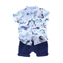 Summer Thin Cartoon Dinosaur Series Shorts Short Sleeve Two Piece Set For 3-4 Years