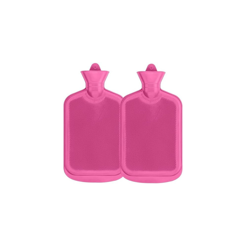 2-Pack 2L Natural Rubber Hot Water Bottles, BPA-Free, Pink â for Heat Therapy & Pain Relief