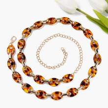 OUNONA Fashion Cadena para la cintura con botones y estampado de leopardo, cadena larga personalizada, cinturón moderno que combina con todo para