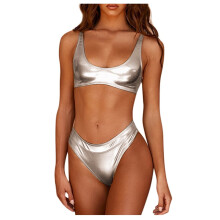 Glitzernde Badeanzüge für Damen, glänzende Metallic-Einteiler, Bikinis, Badeanzüge, Westen, Jumpsuits