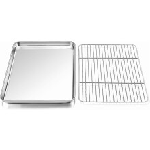 Plaque de cuisson en acier inoxydable avec grille – 31 x 24 cm, non toxique, antirouille, compatible lave-vaisselle