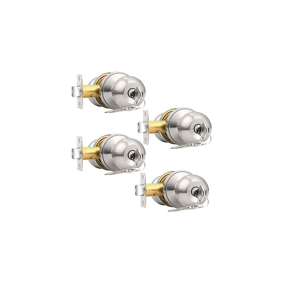Entry Door Knobs Set Brushed Nickel 4 Pack 9097180994787
