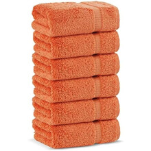 | Serviettes turques premium 100 % coton, qualité hôtel et spa | Douces et absorbantes (lot de 6 serviettes pour les mains, corail)