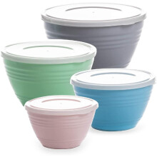 4-Piece Nesting Mixing Bowl Set with Lids – Dishwasher Safe, Compatible with Kitchen Use