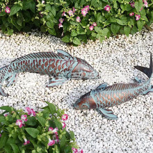 Décoration de jardin en céramique représentant des carpes koï, sculptures de carpes en résine, ornements koï d'extérieur résistants aux