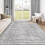 Washable Geometric Rug 5x7 Feet Grey 1