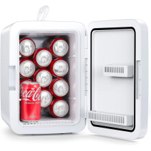 Mini-réfrigérateur portable de 2,6 gallons avec adaptateurs secteur/allume-cigare, 10 litres, pour boissons, aliments et soins de la peau, blanc