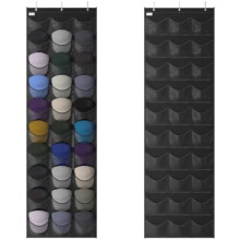 Porte-casquettes de baseball à suspendre à une porte, 30 poches transparentes profondes et 3 crochets – Noir