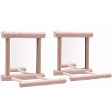 Vogelkäfig-Spiegel- und Sitzstangen-Set, Holzschaukelspielzeug für kleine