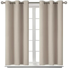 Room Darkening Curtains 45 Inches Long - Grommet Thermal Insulated Drapes Window Treatment Curtains for Bedroom, 2 Panels, 38 x 45 Inch, Camel