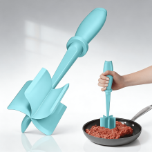Meat Chopper, Upgrade Hamburger Smasher, Premium Heat Resistant Meat Masher for Ground Beef, Ground Turkey and More, Non Stick Mix Grinder-Aqua