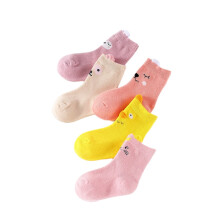 5 Pairs Sheep Shaped Baby Girls Socks Anti-skid Knee High Stockings Cartoon Animal Cotton Socks for 5-8 Years Old Kids - Size L