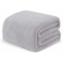 Super Soft Fleece Twin Blanket (60x80"), Waffle-Textured, Lightweight & Cozy – Light Grey
