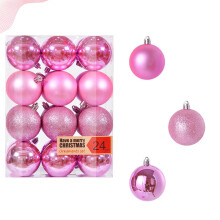 6CM Christmas Ball Ornaments Christmas Tree Decoration Holiday Multiple Styles Ornaments for Christmas Trees Party Ball Decoration Pink