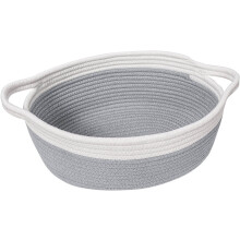 White Rope Baskets for Gifts – Decorative, Woven Storage Basket for Baby Shower, Bathroom, Nursery; 13.6"x10"x6", with Handles