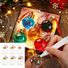 6PC 50ml Fillable Christmas Drink Balls, Clear PC Ornaments for Tree & Party Decor – Compatible with Holiday DIY Gifts