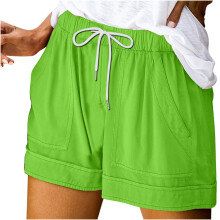 Shorts femininos casuais e folgados para praia, verão, confortáveis, cintura alta, para relaxar, esportivos, com bolsos, verde menta, para