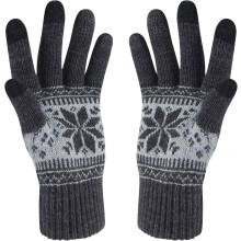 Guantes de invierno para pantallas táctiles con estampado de flores de nieve para mantener el calor, para mujeres y hombres.