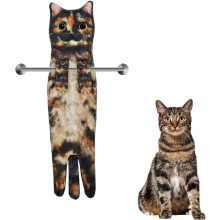Serviettes pour les mains en forme de chat mignon, motif dessin animé doux pour la salle de bain/cuisine, cadeau pour les amoureux des chats