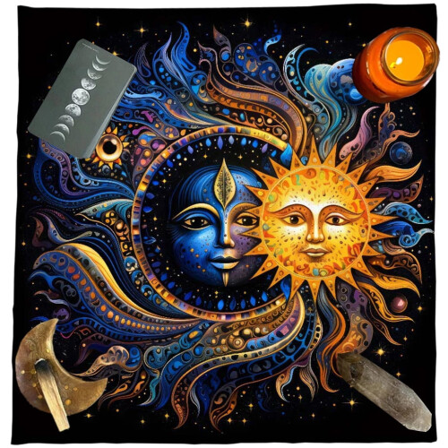 Moon & Sun Tarots Card Tablecloth Divinations Card Table Cloth Tapestry