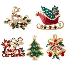 5 broches navideños para mujer, broches navideños de esmalte con diamantes de imitación para seres queridos, amigos o para ti misma.