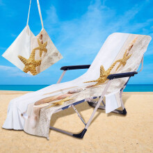 Boho Summer Beach Chair Covers with Side Pockets, Microfiber Towel Covers Compatible with Standard Lounge Chairs