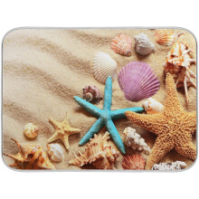 Tapis égouttoir à vaisselle en forme de coquillages d'étoiles de mer, motif plage tropicale, absorbant et facile à nettoyer pour évier et plan