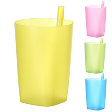 Sticlă de apă din plastic pentru copii cu pai – 360 ml și 380 ml