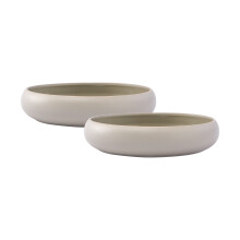 Bico Reactive Glaze lysegrå pastaskålsett, sett med 2, mikrobølgeovn- og oppvaskmaskinsikker, for spaghetti, pasta, suppe