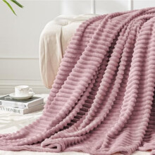 Fleecedecke, Einzelbettgröße – 3D-Rippjacquard, weich und warm, kuschelige Plüschdecke für Sofa/Bett (Beerenlila, 152 x 203 cm)