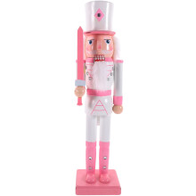Różowa figurka żołnierza-dziadka do orzechów na świąteczną dekorację - 25 cm
