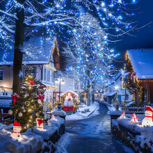 Cordão de luzes de Natal de 100 metros com 2000 LEDs, 8 modos, à prova d'água, para uso interno/externo, compatível com decoração azul.