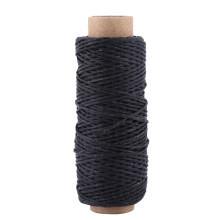 Flat Sewing Coarse Braid Waxed Thread For Leather Craft Repair 50m 1mm(Black)