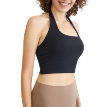 Haut sans manches dos nu pour femme, soutien-gorge de sport, bretelles larges, idéal pour le yoga et la gym, noir, taille 6.
