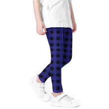 VERUGU Jenteleggings Barn Rutete Trykte Bukser Høy Liv Elastiske Myke Tights Vår Høst Leggings For Skolebruk Blå 5 År