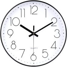 Black Wall Clock Large 13.5 Inch Silent Non Ticking Battery Operated Quartz Decorative Round Wall Clock for Classroom Living Room,Office,School