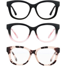 Brýle na čtení Readers for Women Oprah Style, balení 3 kusů, nadměrně velké, čtvercové, s pružinovým pantem, blokující modré světlo