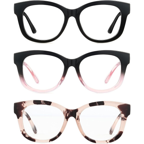 Γυαλιά ανάγνωσης Oprah Style3Pack, τετράγωνα, μεγάλα, με ελατήριο, μπλε, για γυναίκες που