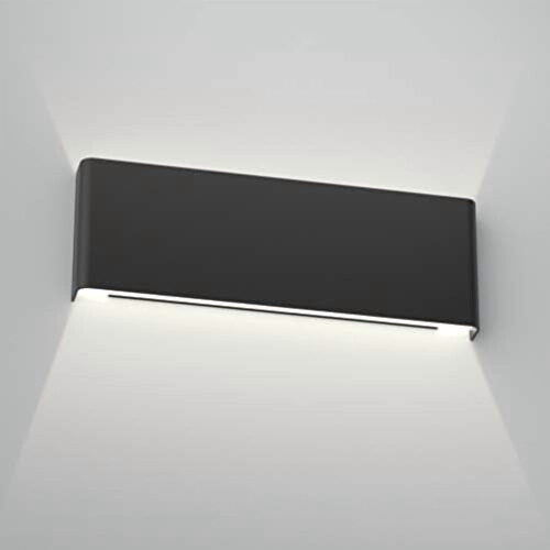 Luminária de parede moderna preta de 15,8 polegadas com LED para iluminação de cima e de baixo, ideal para banheiros (luz branca 5000K).