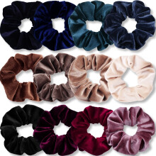 Chouchous en velours pour femmes, lot de 12, couleurs foncées, élastiques épais classiques, accessoires pour cheveux en corde douce