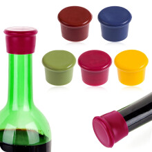 Lot de 5 bouchons de vin réutilisables en silicone pour bouteilles de vin, de bière et de champagne, afin de préserver la fraîcheur du vin.
