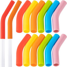 Lot de 12 embouts de pailles réutilisables en silicone, 6 couleurs, revêtements en caoutchouc de qualité alimentaire pour pailles en acier