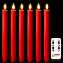 6 db-os 9,6"-os valódi viaszos LED-es kúpos gyertya távirányítóval, cseppmentes és 3D pislákoló lánggal – kandallóval és karácsonyi