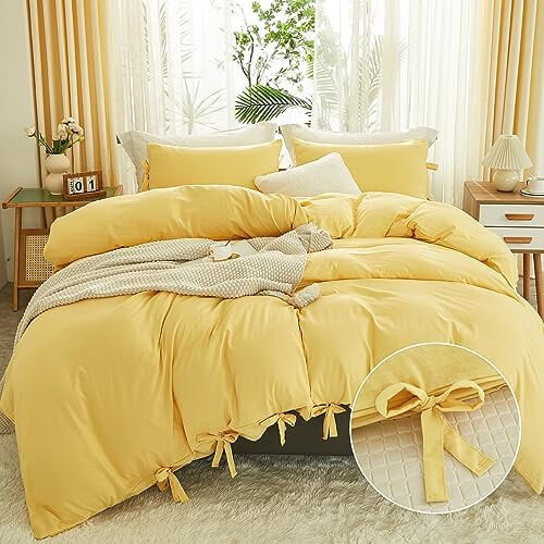 Yellow King Duvet Cover Set Microfiber 3-Piece