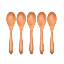 Juego de cucharas de madera con mango largo, cucharas de mesa de madera natural - Para comer N9F3