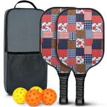 Pickleball Paddles Set Floral Fiberglass 2 Rackets + 2