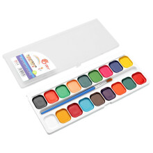 Under 5 $, 12/14/18 Color Semi-Dry Solid Watercolor Paint Set for Kids, Washable with Paintbrush, for Art, Schol, Parties, Craft