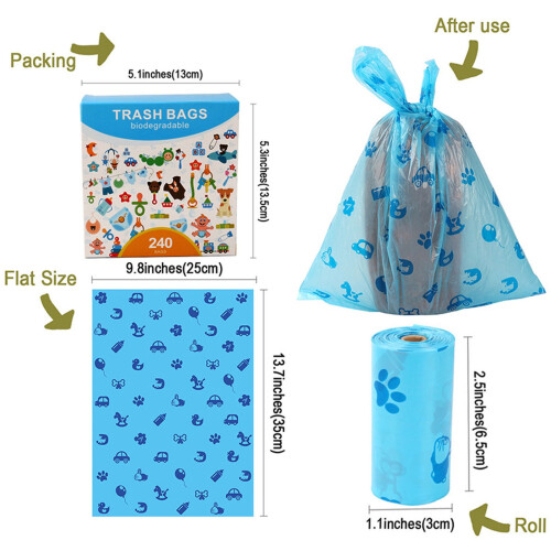 Sacs compostables bleus à fleurs 80 L étanches, 12 ou 16 rouleaux 2