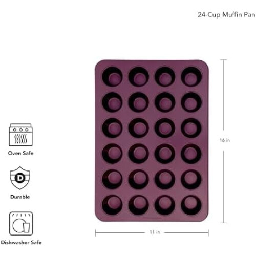 24-Cup Nonstick Aluminized Steel Mini Muffin Pan, Beetroot 1